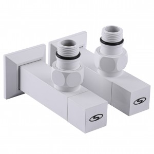 Набор кран полуоборотный угловой с американкой SOLOMON LUX 1/2″ CUBE WHITE 8888 (комплект 2 шт)