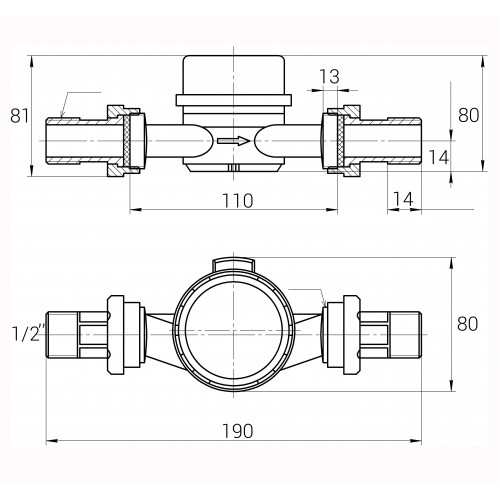 Зображення Лічильник холодної води ECOSTAR DN15 1/2″ L110 E-C 2,5