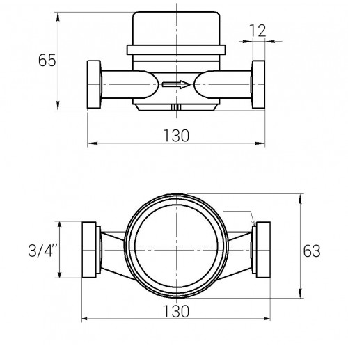 Изображение Счетчик горячей воды ECOSTAR DN20 3/4″ без штуцера L110 E-C 4,0