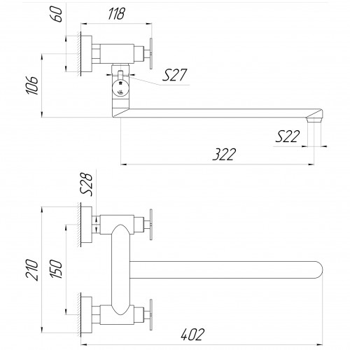 Зображення Змішувач для ванни Globus Lux DUKAT-8 SD8-108