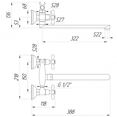 Зображення Змішувач для ванни Globus Lux GB-DOMINOX-0316