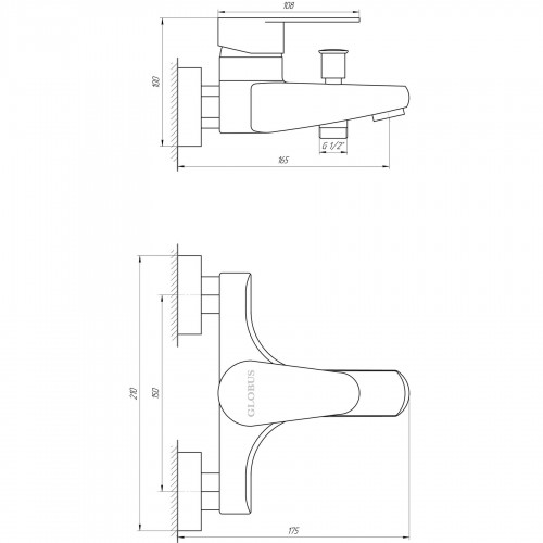 Зображення Змішувач для ванни Globus Lux MAIN SM-102