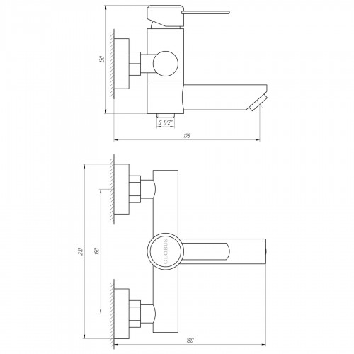 Изображение Смеситель для ванны Globus Lux WIEN SBT2-102N