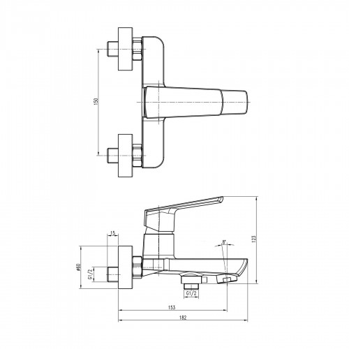 Зображення Змішувач для ванни TOPAZ LEXI TL21101A-H57-0