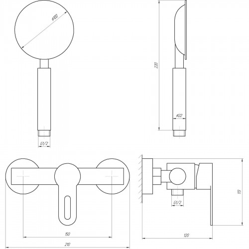 Зображення Змішувач для душу Globus Lux RING SR-105