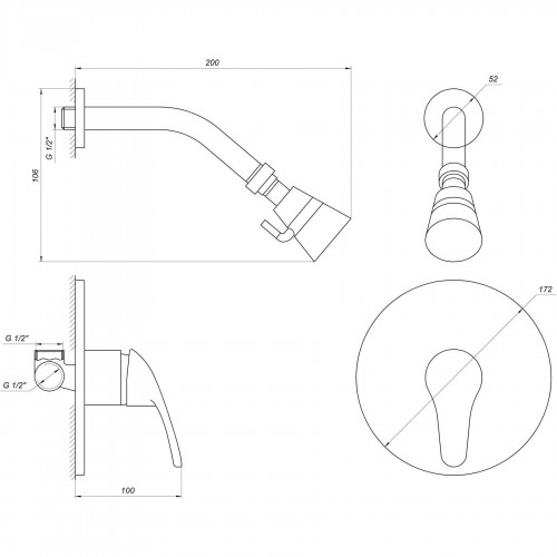 Зображення Змішувач для душу Globus Lux SOLLY GLSO-0105S