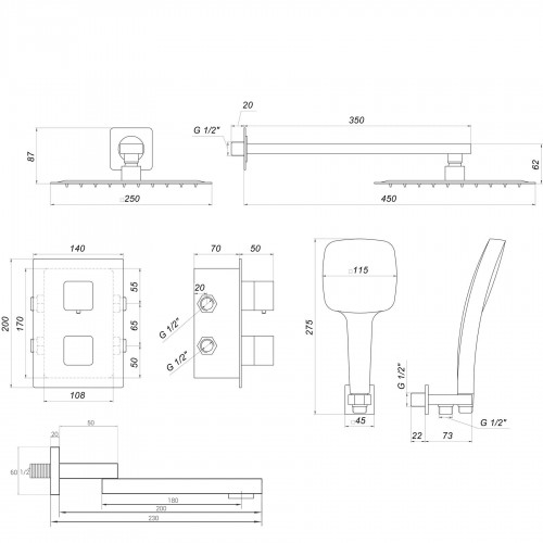 Изображение Душевая система Globus Lux SMART GLM-505-BB-TT