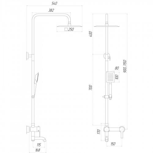 Изображение Душевая система Globus Lux ALPEN SBT1-SQ-02-304