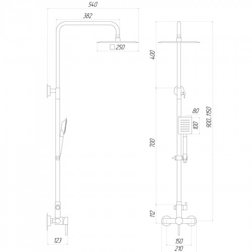 Зображення Душова система Globus Lux ALPEN SBT1-SQ-05-304