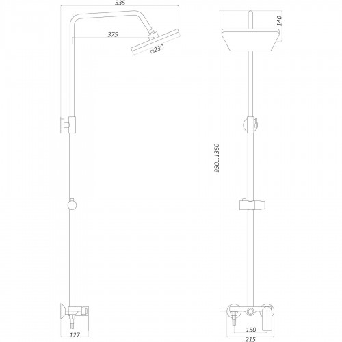 Изображение Душевая система Globus Lux LAGUNA GLA-0005N-7-WHITE