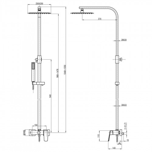 Зображення Душова система TOPAZ LEXI TL 21702-H57-BL