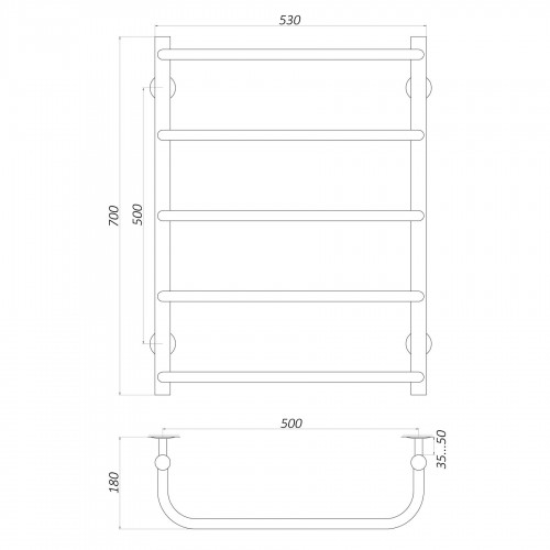 Зображення Рушникосушарка UNIO LS W 700-500-5 драбинка скоба