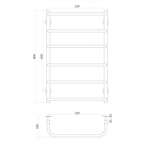 Зображення Рушникосушарка UNIO LS W 800-500-6 драбинка скоба