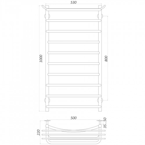 Зображення Рушникосушарка UNIO Zp W 1000-500-10 зета з полицею