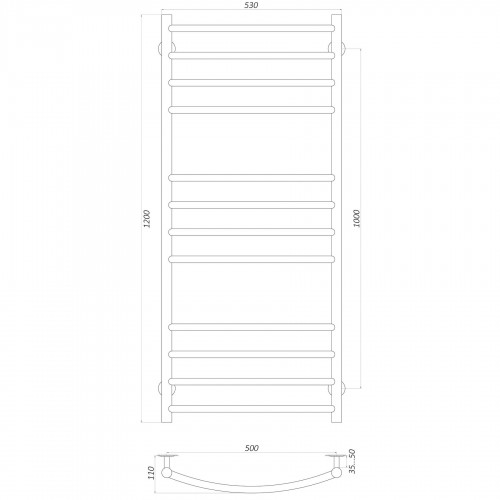 Зображення Рушникосушарка UNIO LDE W 1200-500-12 драбинка дуга еліт