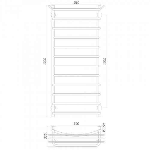 Зображення Рушникосушарка UNIO Zp W 1200-500-12 зета з полицею