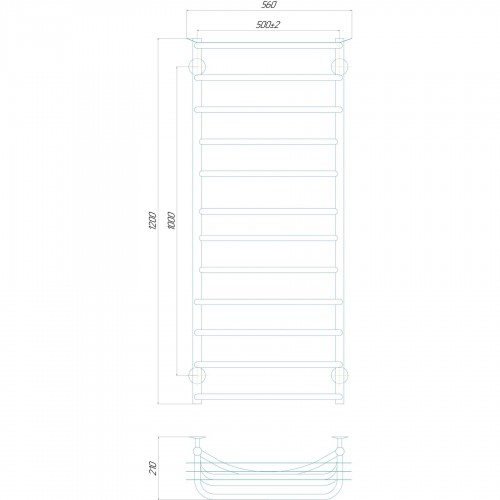 Изображение Полотенцесушитель UNIO Zp W 1200-500-12 зета с полкой