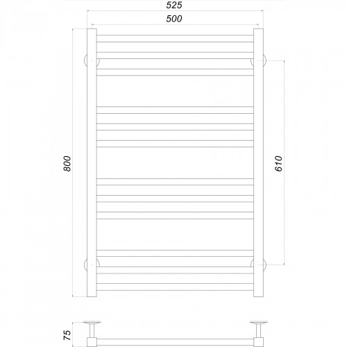 Зображення Рушникосушарка чорний UNIO MS W 800-500-12 BLK модена