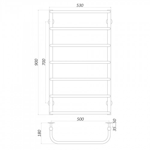 Зображення Рушникосушарка UNIO LS W 900-500-7 драбинка скоба