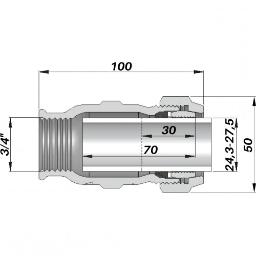 Изображение Соединение прямое зажимное с внутренней резьбой AGAflex DN20(24,3-27,5 мм) х 3/4″ IK