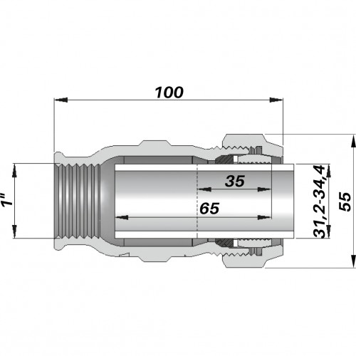 Изображение Соединение прямое зажимное с внутренней резьбой AGAflex DN25(31,2-34,4 мм) х 1″ IK