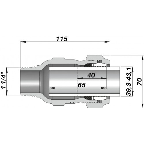 Изображение Соединение прямое зажимное с внутренней резьбой AGAflex DN32(39,3-43,1 мм) х 1 1/4″ AK