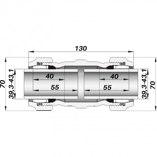 Зображення З`єднання зажимне пряме двостороннє AGAflex DN32 (39,3-43,1 мм) OK