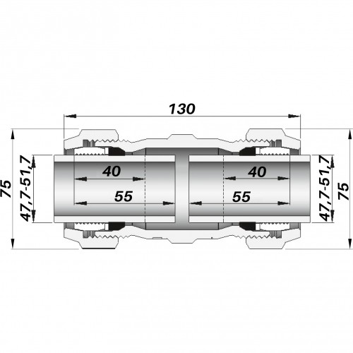 Изображение Соединение зажимное прямое двустороннее AGAflex DN40 (47,7-51,7 мм) OK