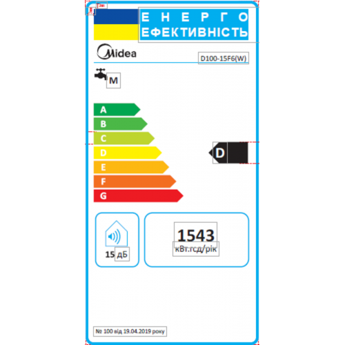 Изображение Водонагреватель Midea D100-15F6(W)