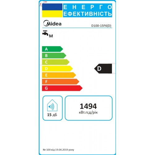 Изображение Водонагреватель Midea D100-15F6(D)