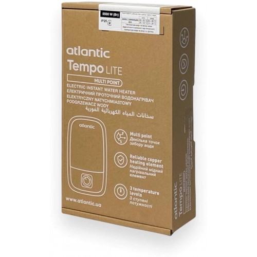 Изображение Водонагреватель проточный Atlantic Tempo Lite Multi IECI-SW2C55 MP 5.5kW (811034)